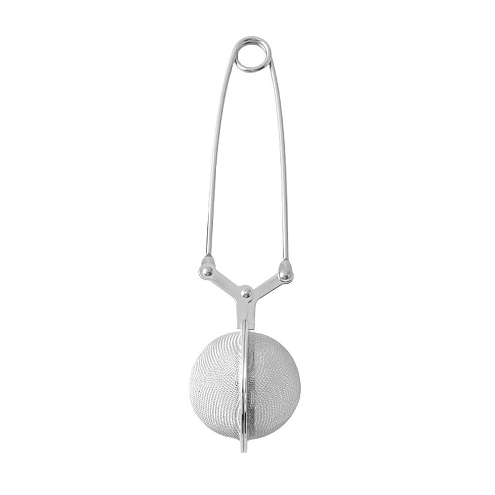 Spring Spoon Tea Mesh Ball Infuser Filter Teaspoon Squeeze Strainer Metal Stainless Steel Handle Spoon: Default Title