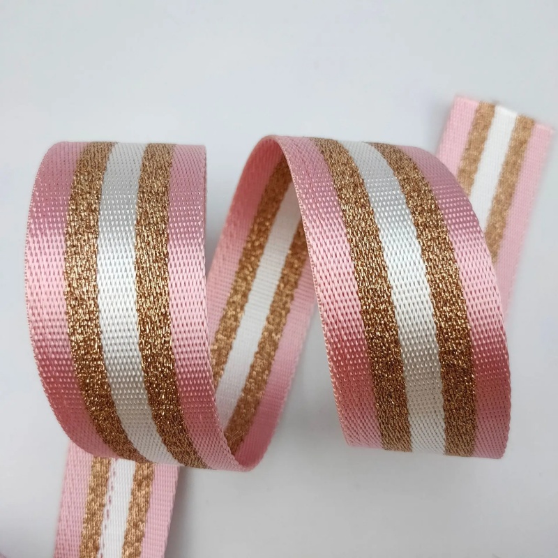 1.5inch Wide 3 meters Metallic Golden/Silver Strip Webbing Strap For Bag Strap DIY Crafting Projects: Silver