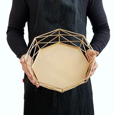 SWEETGO Geometric cake stand Macaroons color cake tools for dessert table party decoration fruit basket home storage rack: Champagne gold