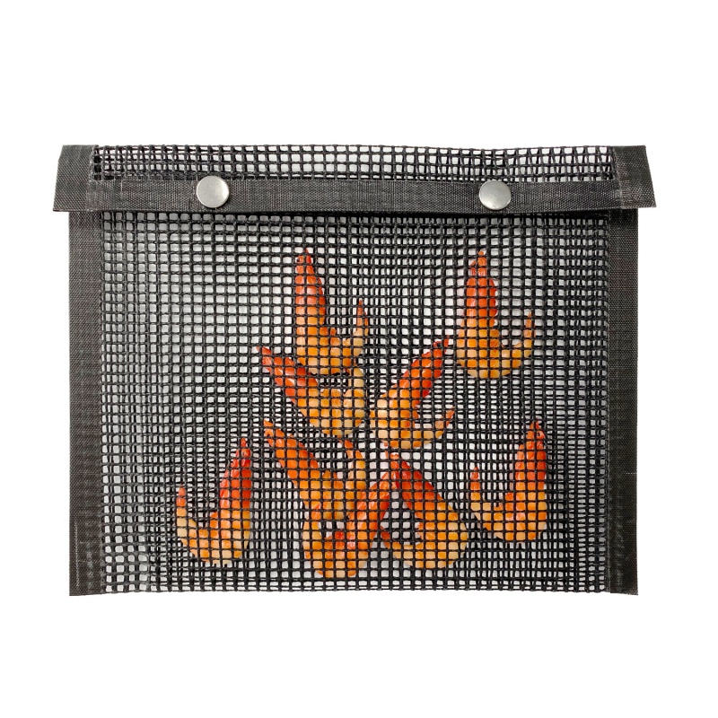 Non-stick mesh grillpose til udendørs picnic værktøj genanvendelig og let at rengøre non-stick bbq bagtaske grill tilbehør: 27 x 22cm