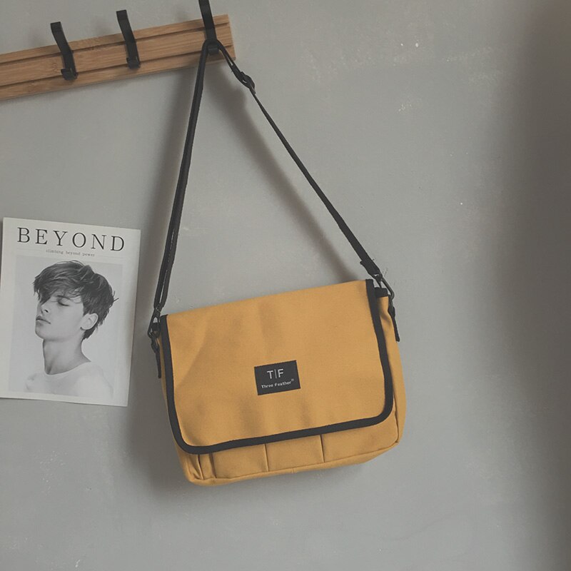 Sac messager en toile devil' s2020 pour femme, sac d'école à bandoulière simple, style coréen original: Jaune
