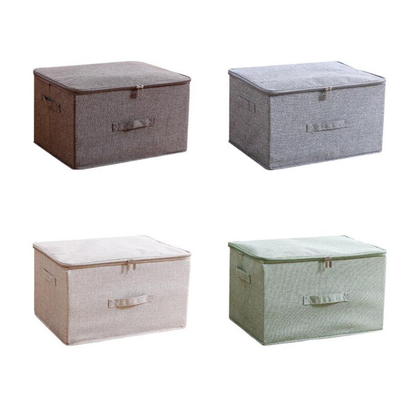 Foldable Cotton Linen Storage Box Storage Boxes with Lids and Zipper Clothes Storage Organizer Laundry Storage Bag