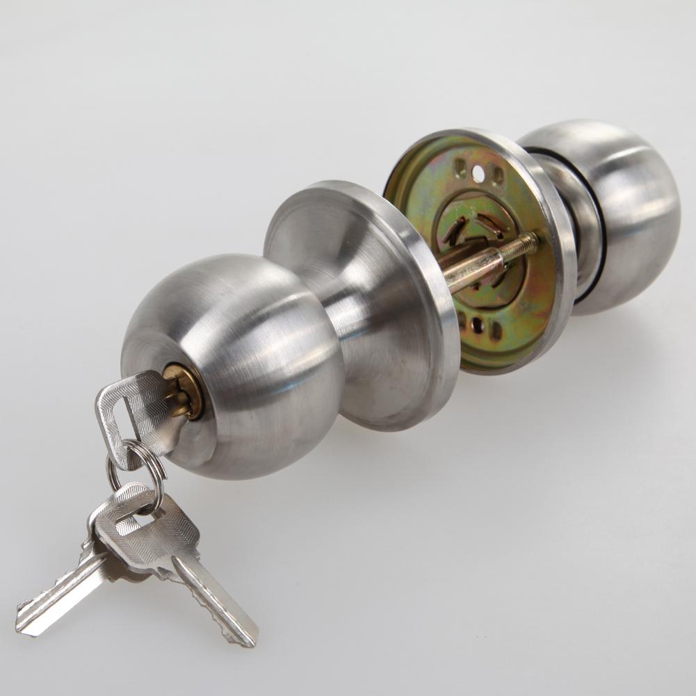 Manija de puerta redonda de rotación inoxidable, cerradura de paso de entrada con llave para el hogar, dormitorios, salas de estar y baños