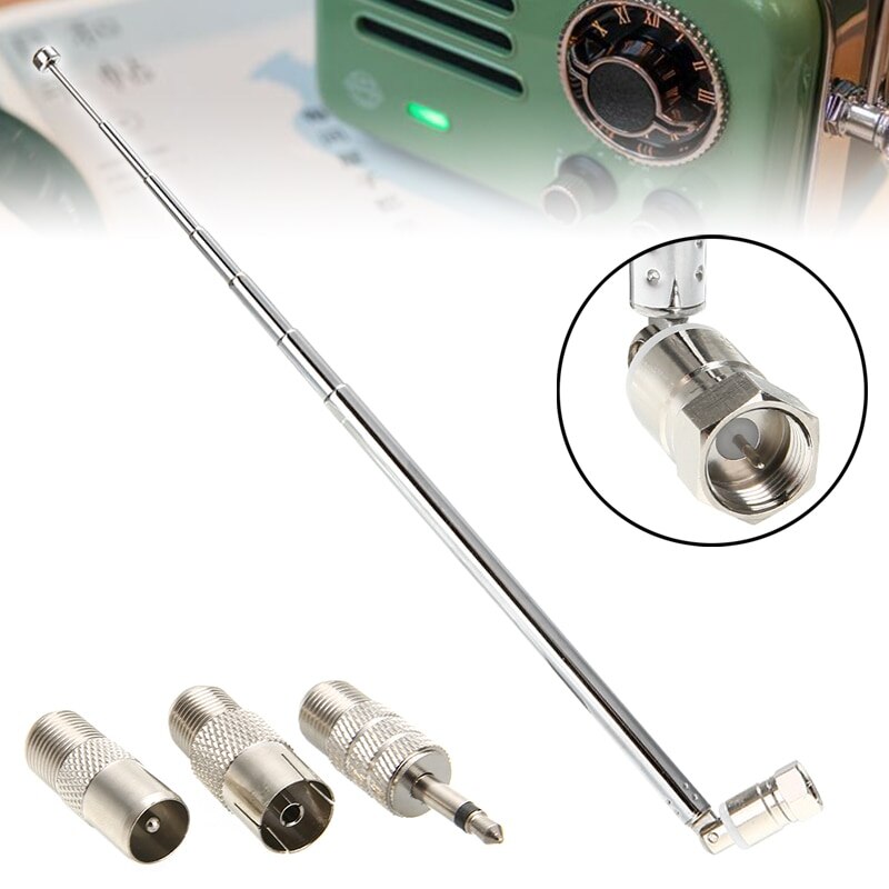 1.2m Telescopic Aerial Antenna 10 Sections Extendable FM Antenna Receiver Universal Aerial For Most F Connector DAB FM Radio