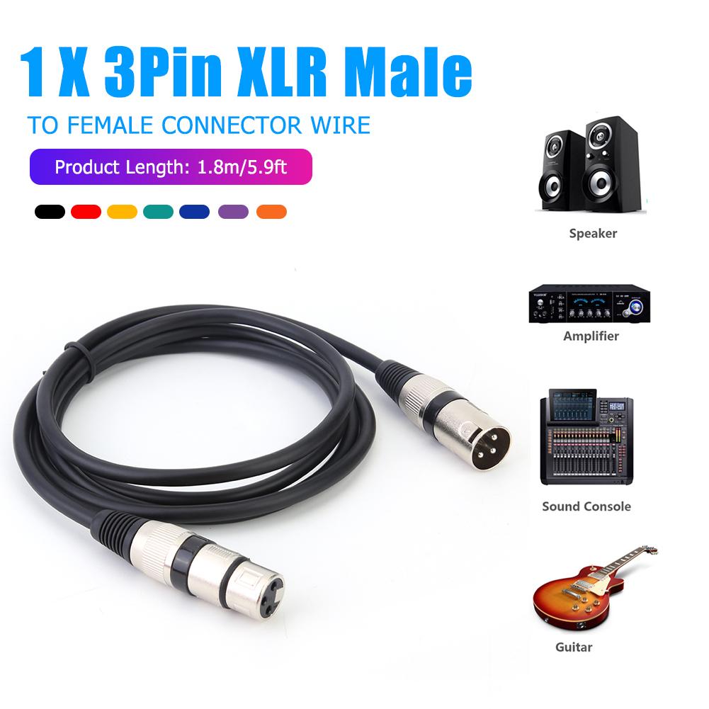 Zink-legierung stecker Bunte 5,9 ft DMX Bühne DJ Kabel XLR 3Pin Männlichen zu Weiblichen Stecker Draht verbindung von audio ausrüstung