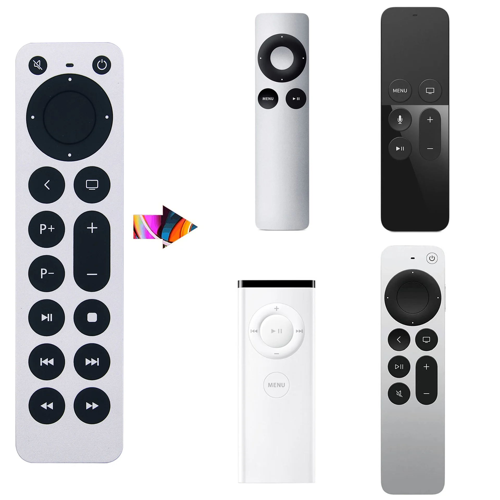 Vervangende Apple TV-afstandsbediening voor Apple TV 4K/Gen 1 2 3 4/HD A2843 A2737 A2169 A1842 A1625 A1427 A1469 A1378 A1218 (geen stem): Default Title