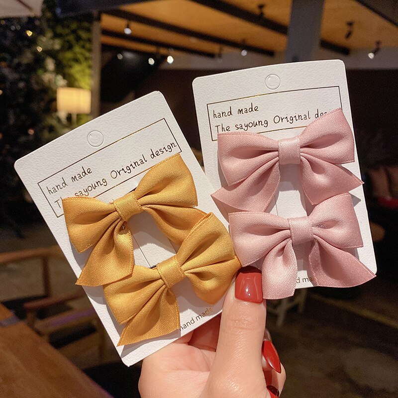 1 Pair Children Bow Hairpins Female Headwear Cute Princess Hairpin Girls Broken Hair Bangs Clip Hair Accessories Barrettes Gift