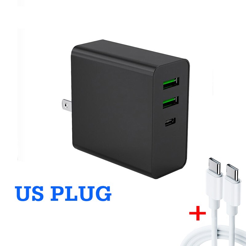 USB Quick Charge 65W USB Charger Fast Wall Charger for Samsung For Huawei For iPhone usb c cable pd charge quick charge: Black  US  C2C