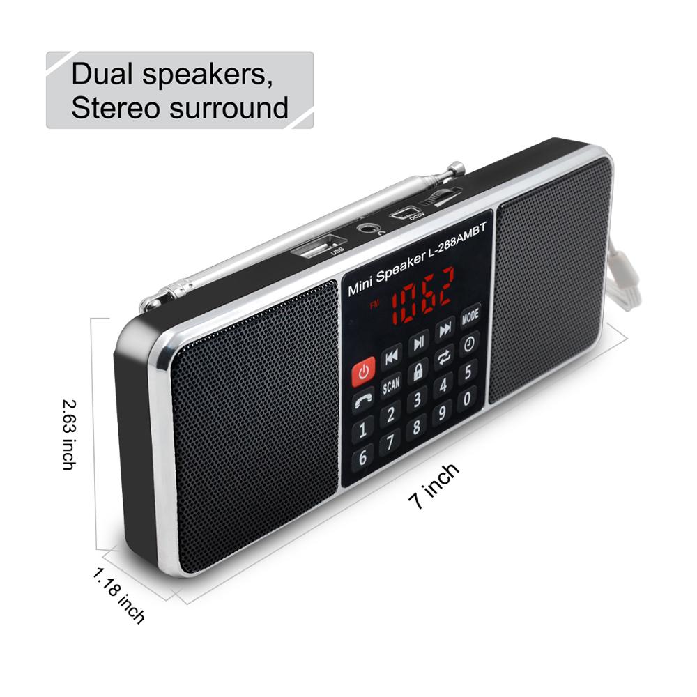 Lefon Digitales tragbares Radio AM FM Bluetooth-Lautsprecher Stereo-MP3-Player TF SD-Karte USB-Laufwerk Freisprechanruf wiederaufladbare Lautsprecher