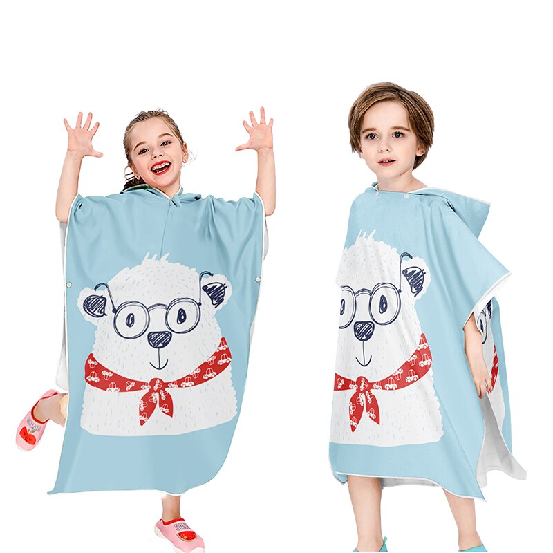 Kitten Kind Strand Veranderende Poncho Cartoon Meisjes Seaside Zonnebrandcrème Strand Gewaad Microfiber Snel Droog Hooded Handdoek Dieren Gedrukt
