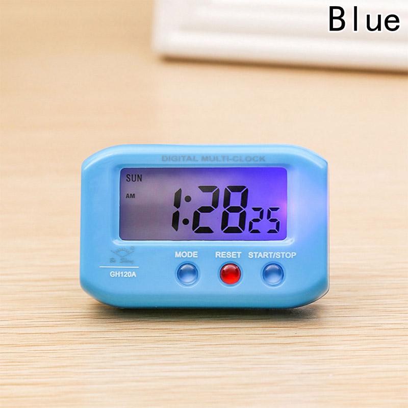 Mini Alarm Clock Portable Pocket Sized Digital Electronic Travel Alarm Clocks Automotive Stopwatch: Blue