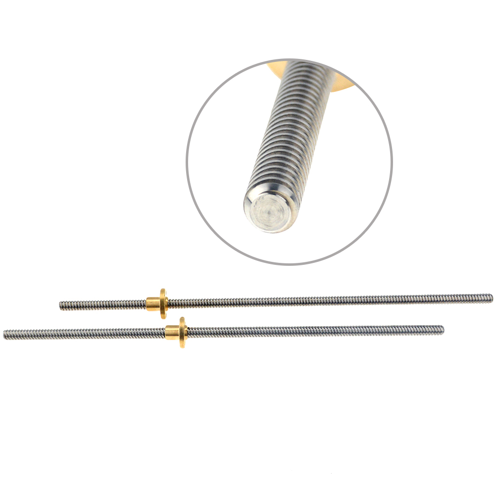 3 pz/lotto 3D Stampante THSL-400-8D Trapezoidale Asta Vite di Piombo Filo di 8 millimetri T8 Lead8mm Length100mm200mm300mm400mm500mm con dado In Ottone