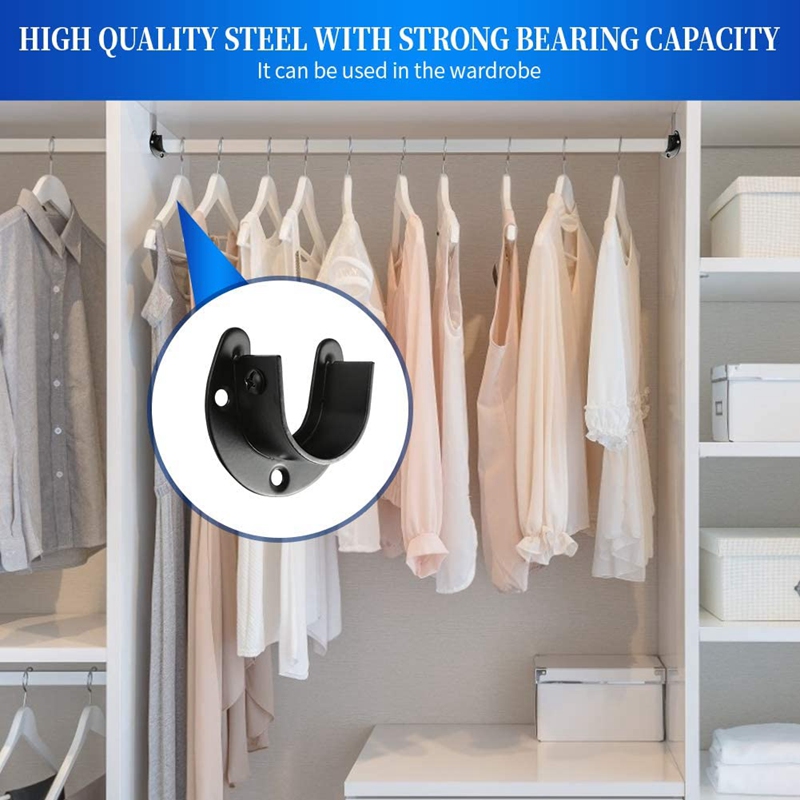 Closet Rod Brackets Closet Shower Rod Bracket Closet Rod Holders Closet Pole Sockets Closet Rod Supports (8 PCS)