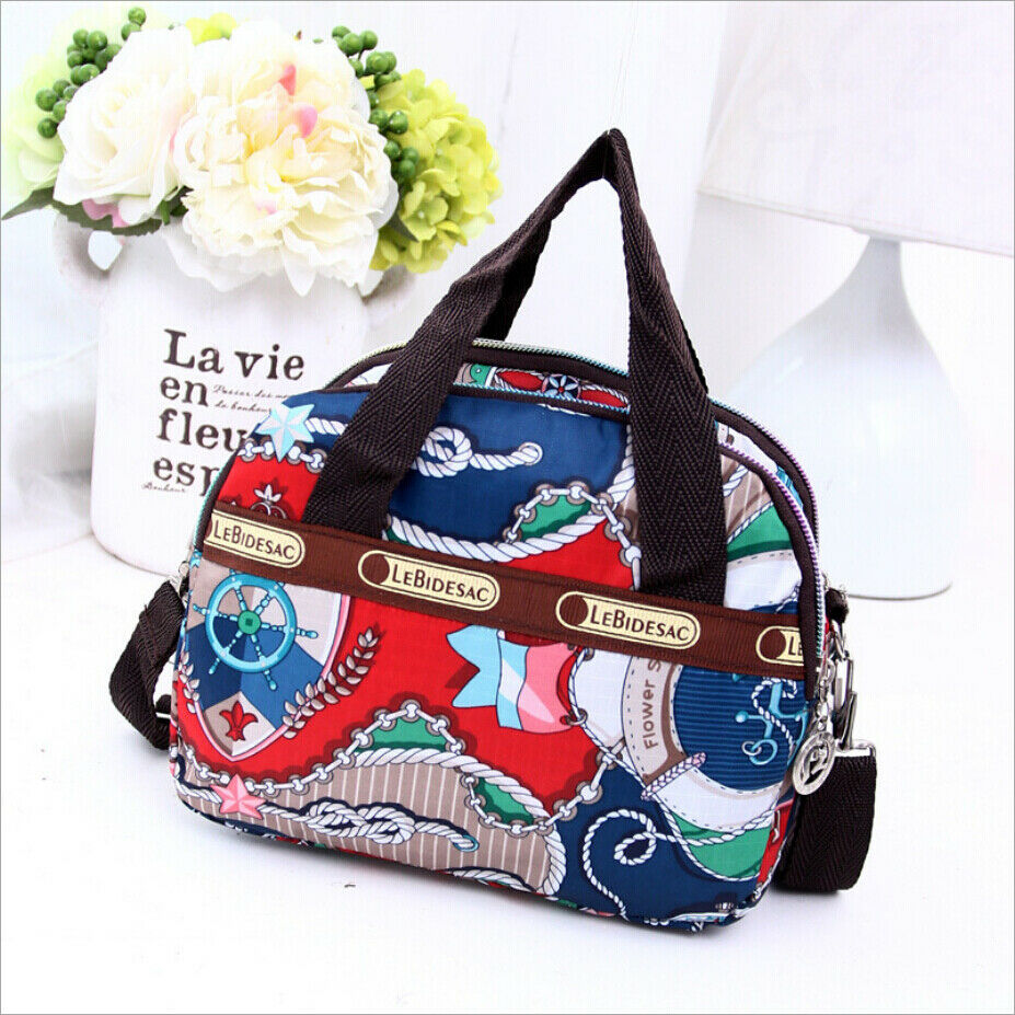 Women Girls Bag Waterproof Nylon Zipper Shoulder Bag Travel Tote Purse Shopping Bags: Anchor
