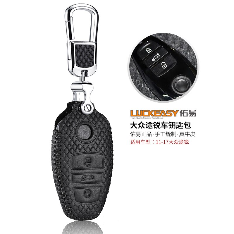 Luckeasy Key Cover Voor Vw Touareg Autosleutel Geval Lederen Houder Afstandsbediening Voor Volkswagen Sleutel 4-dz3