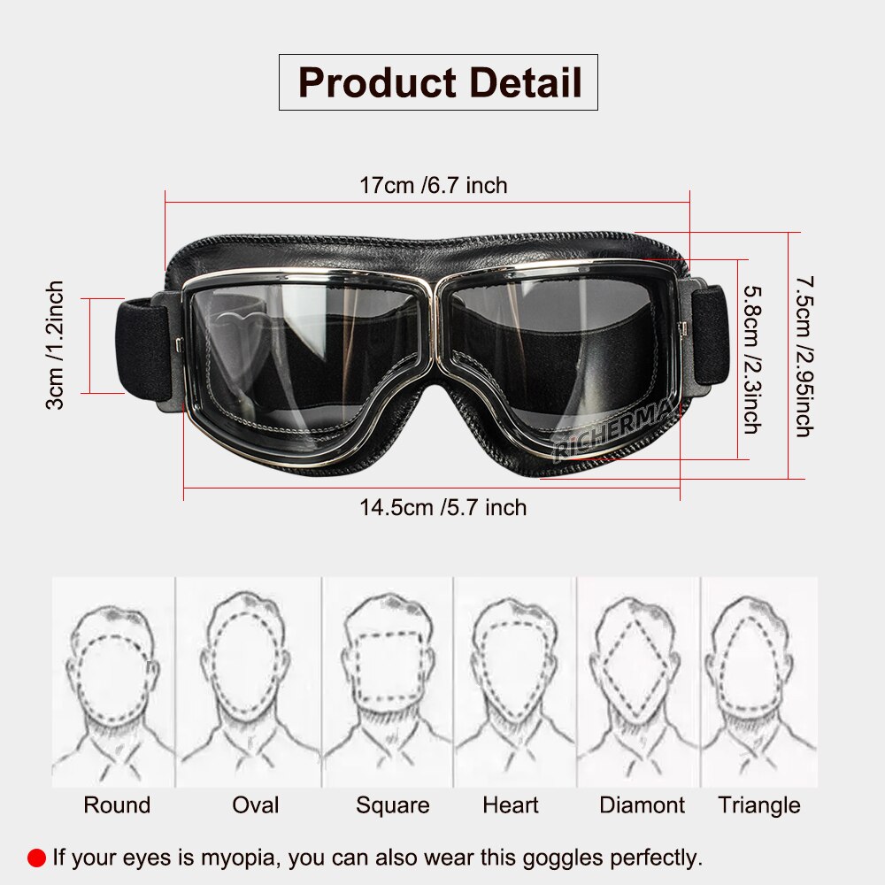 Steampunk retro motorcykelglasögon anti-bländande flygglasögon utomhus vindtät dirt bike terräng motocrossglasögon