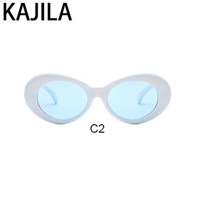 Kurt cobain briller ovale solbriller kvinder vintage trending solbriller til kvinde clout goggles очки курта кобейна: Hvidblå