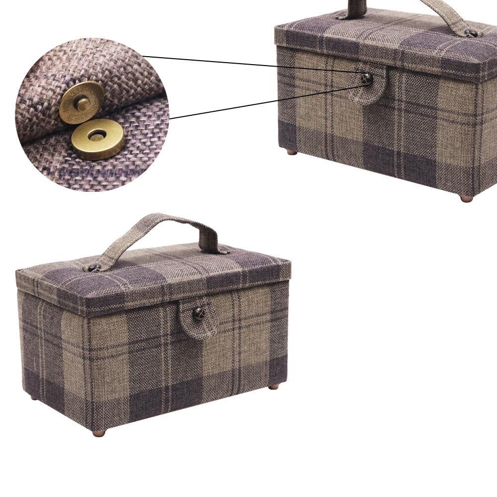 Buy-One-Get-Free Sewing Tools Sewing Storage Box Wood&Fabric Covered Crafts Sewing Kits Organizer Christmas Box for Mother