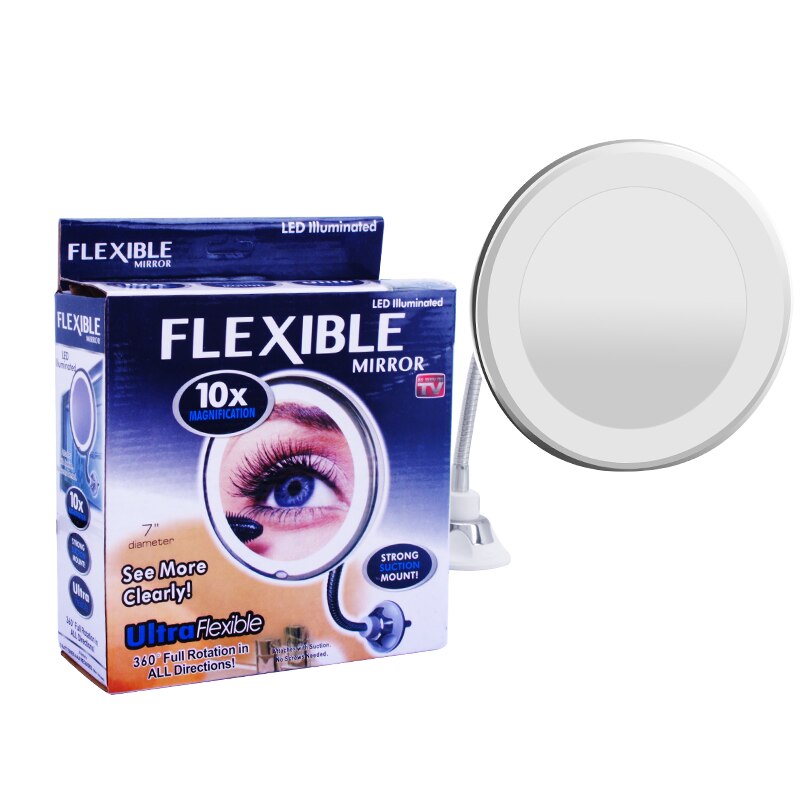 Espejo de maquillaje para mujer, grados de rotación, luz LED 5X /10X, ampliación plegable, maquillaje cosmético, espejo de baño