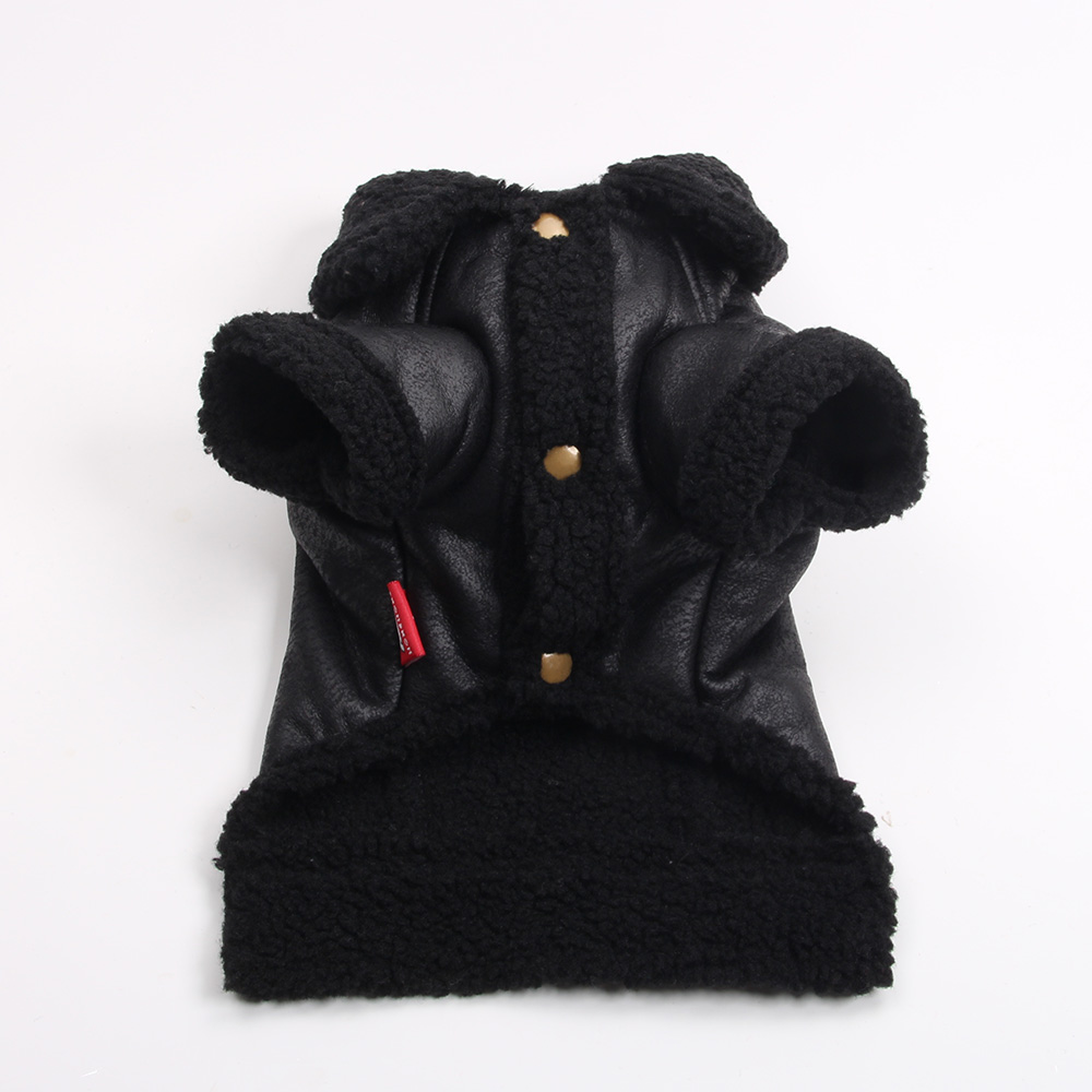 Casaco de inverno para cachorro jaqueta de couro sintético lã quente para cachorro de estimação roupa quente roupa