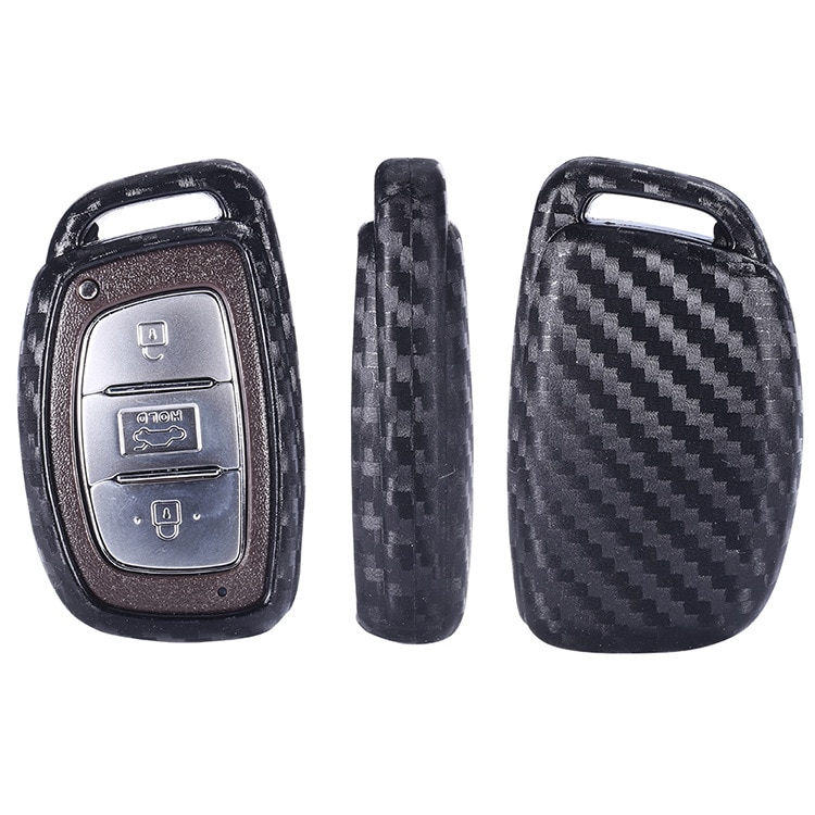 Carbon Fiber Patroon Auto Key Case Sleutel Case Cover Voor Hyundai Sonata Elantra Tucson 11-19 Opvouwbare Afstandsbediening sleutels Shell