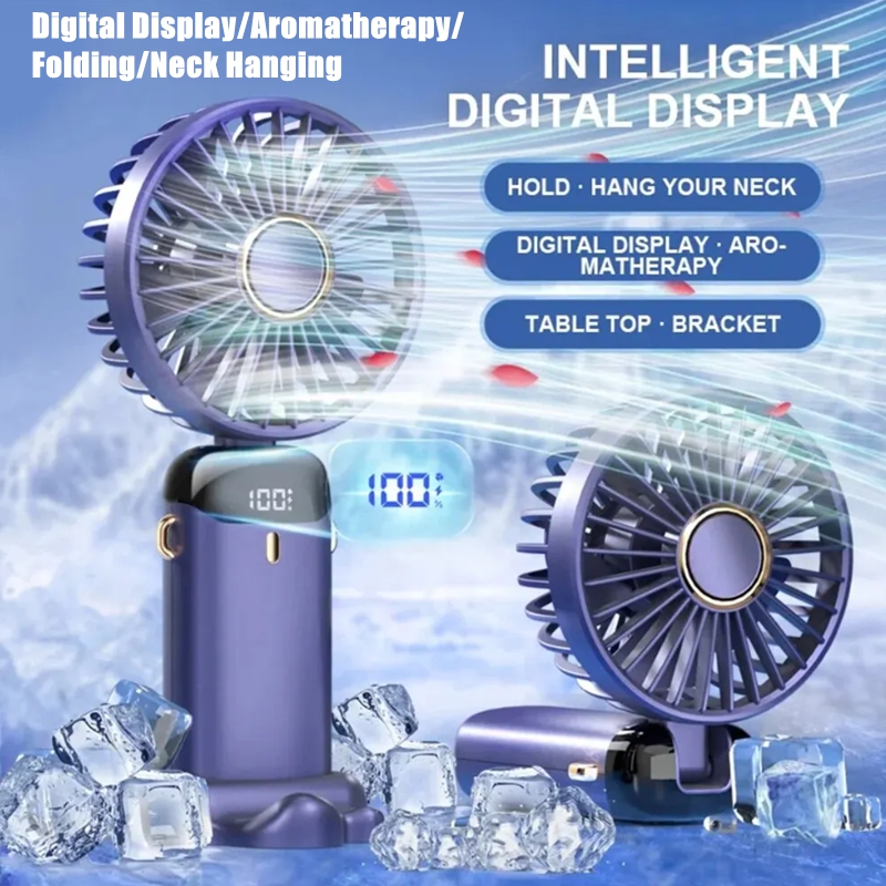Mini Ventilateur De Bureau Pliable 2 En 1 USB, Veilleuse, Portable