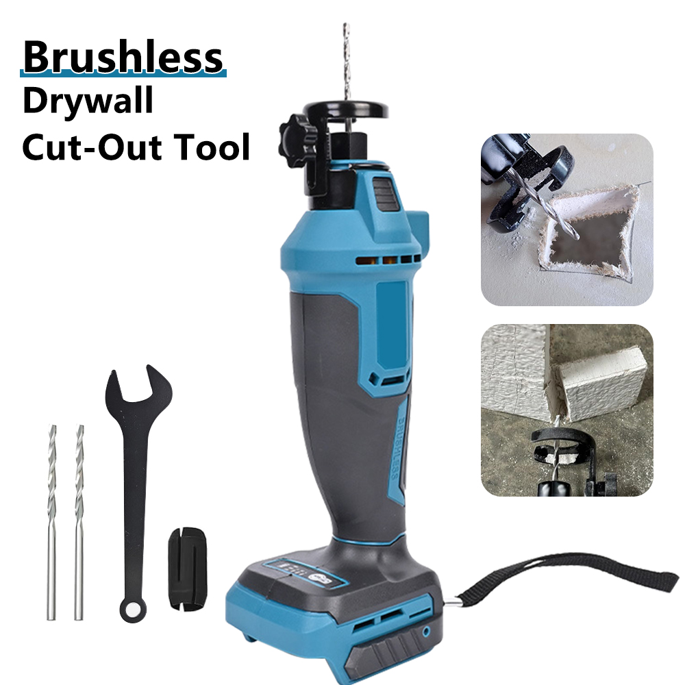 Cordless Drywall Cut-Out Tool Brushless 3 Gears Rotary Saw Efficient Cutting Wood Sheetrock Power Tools For Makita 18V Battery