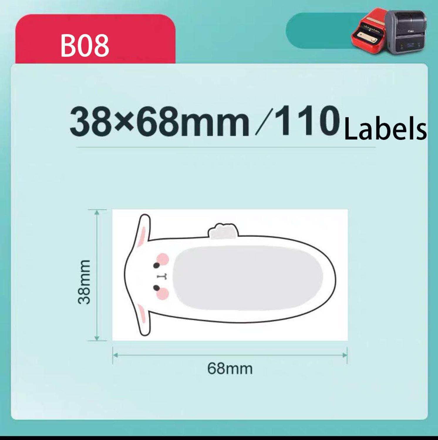 【Niimbot B21/B3S Label】Cartoon Cute Label tape Label Sticker used for B21/B3S Label Maker Label Printer: B08