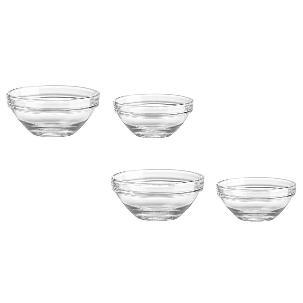 4pcs Glass Pudding Bowls Jelly Bowls Home Seasoning Bowls Seasoning Containers: Transparent