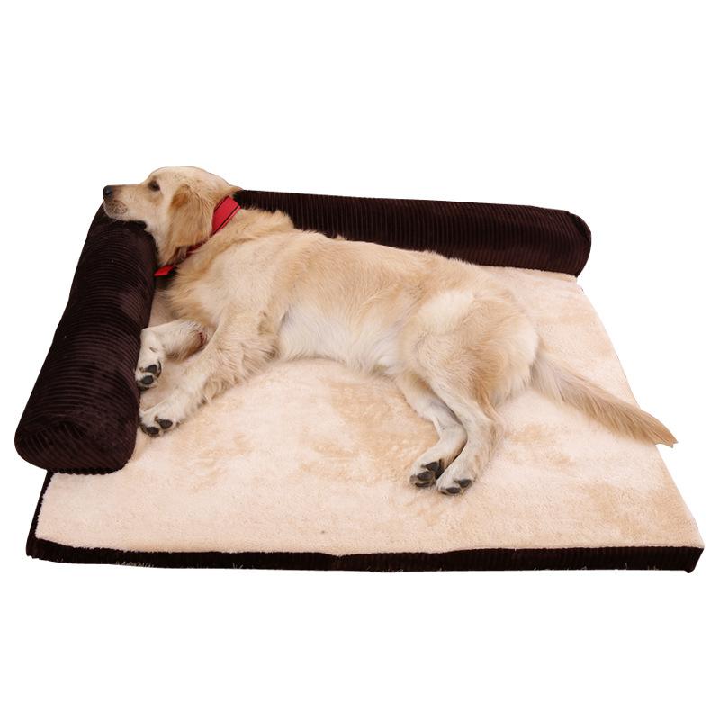 Hond Bed Zachte Kussen L Vormige Vierkante Kussen Machine Wasbare Hoes En Afneembare Mat Kat Huis Voor Puppy Medium grote Hond: brown / 70X50X15cm