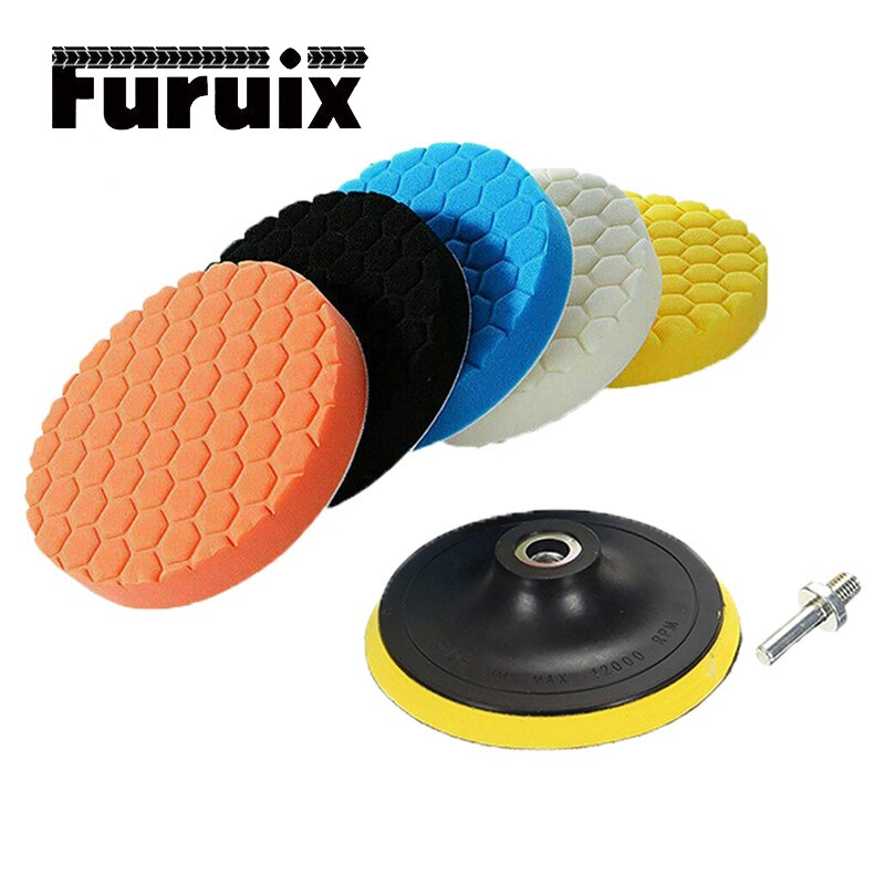 ANCLLO Polijstpad Platte Polijstpad, 16 stks 2 Spons Platte Polijsten Buff Pad Set Voor Air Sander Auto Polijstmachine Thread-M6X1