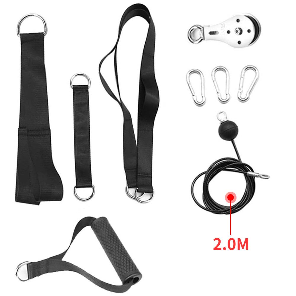 Fitness DIY Pulley Cable Machine Arm Strength Training Rope Cable Pulley System Durable Home Gym Workout Equipment Removable: 2.0M