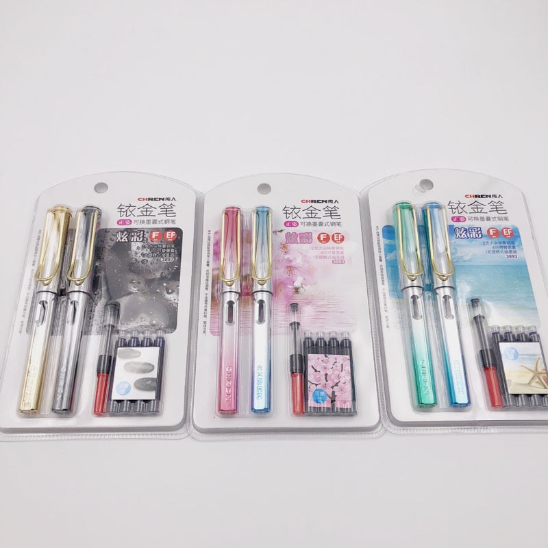 Magic color Fountain Pen Erasable Blue ink Color Gold pen nib F/EF Students office stationery Supplies pens