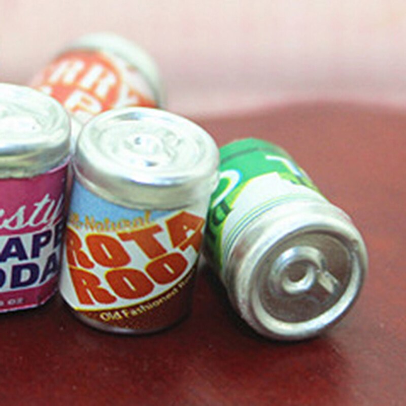 6pcs Dollhouse Mini Drink Cans DIY Furniture Decorations 1:12 Miniature Cute Mini Cans Doll House Kitchen Accessories