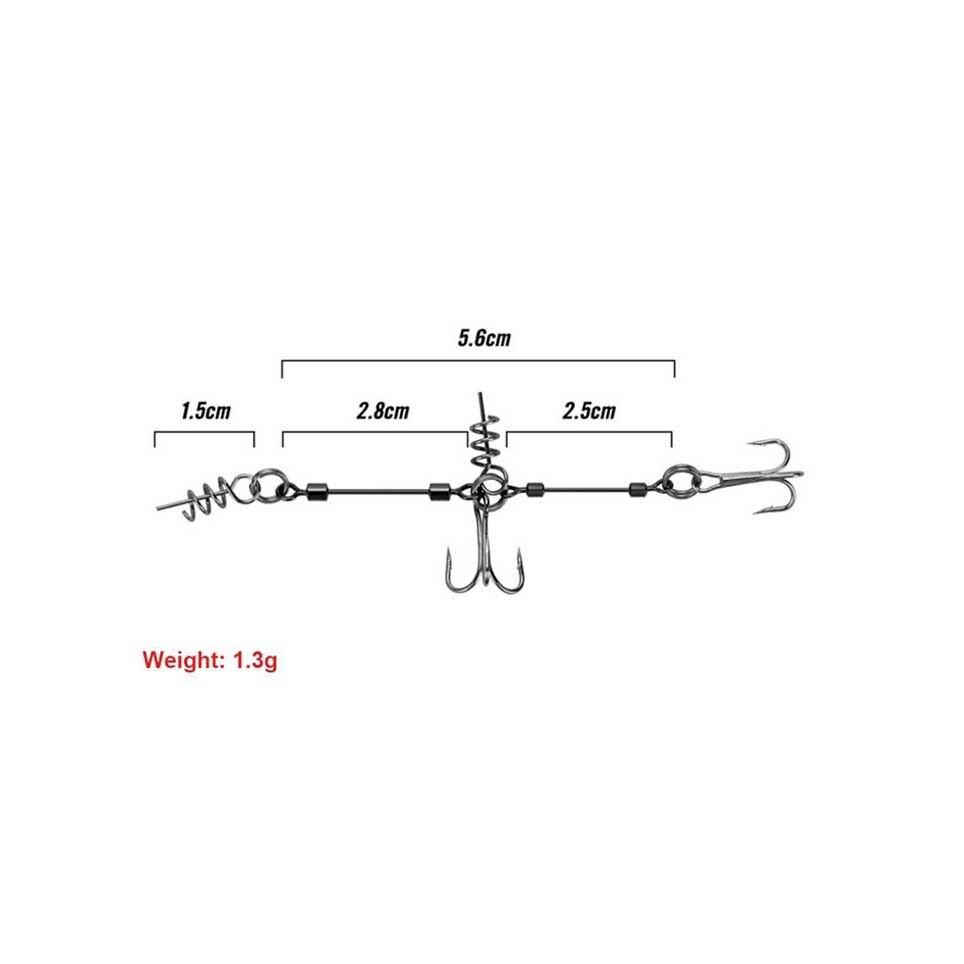 Carbon Vishaak Prikkeldraad Triple Haken Set Zachte Lokken Aas Vishaak Jig Rig Helpen Haak Schroef Pin String: S