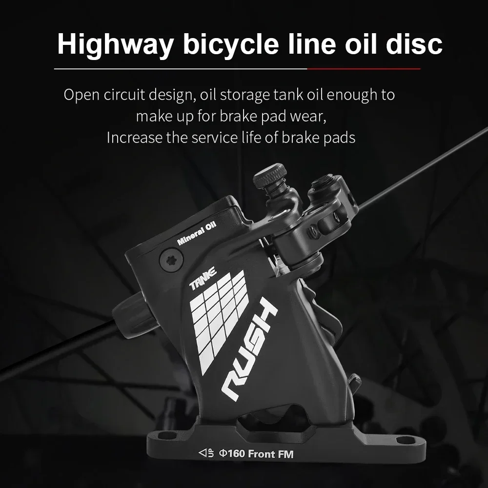 TANKE-pinzas de freno de disco hidráulico, línea de montaje plano, freno de disco de aceite, juego de frenos de bicicleta de carretera, RUSH, delantero y trasero