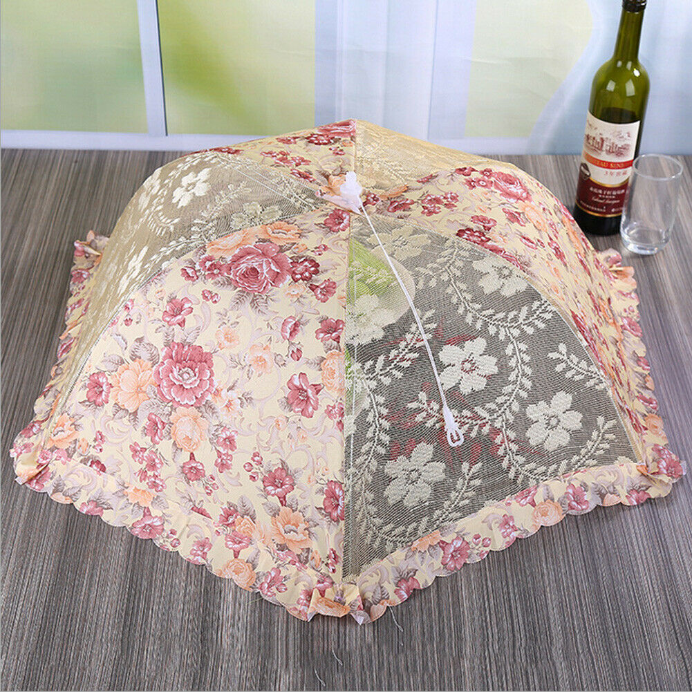 Foldbart køkken maddækseltelt paraply udendørs lejr kagebetræk blondernet: Khaki