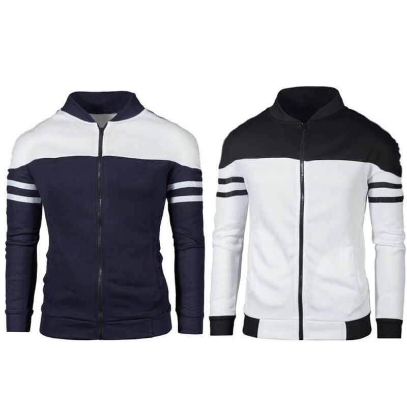 Meihuida forår efterår mænd golf jakker frakke stribet patchwork slim fit jakker til afslappet sport jakke mandlig mand sportwear toppe