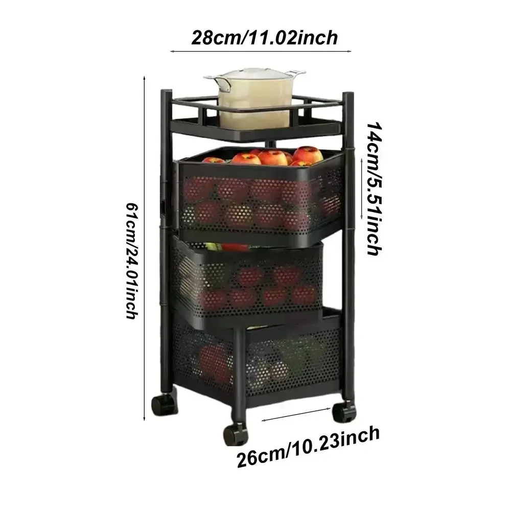 Keuken Draaibaar Fruit Groente Plank Met Wiel Installatie Gratis Multi-Layer Woonkamer Opbergrek Voor Snacks Fruit: Blauw