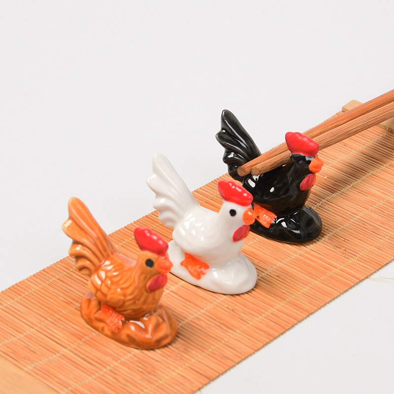 Ceramic Cute Rooster Hen Shaper Chopstick Holder Spoon Rack Chopstick Rest Dining Table Decor Decoration Kitchen Tableware