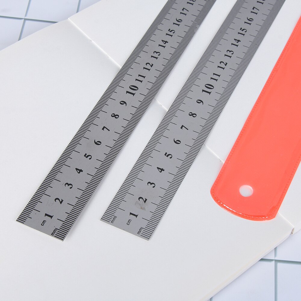30cm 12"/50cm 20" Precision Metal Measuring Tool Student Stationery Straight Ruler Metric Imperial Stainless Steel Double Sided