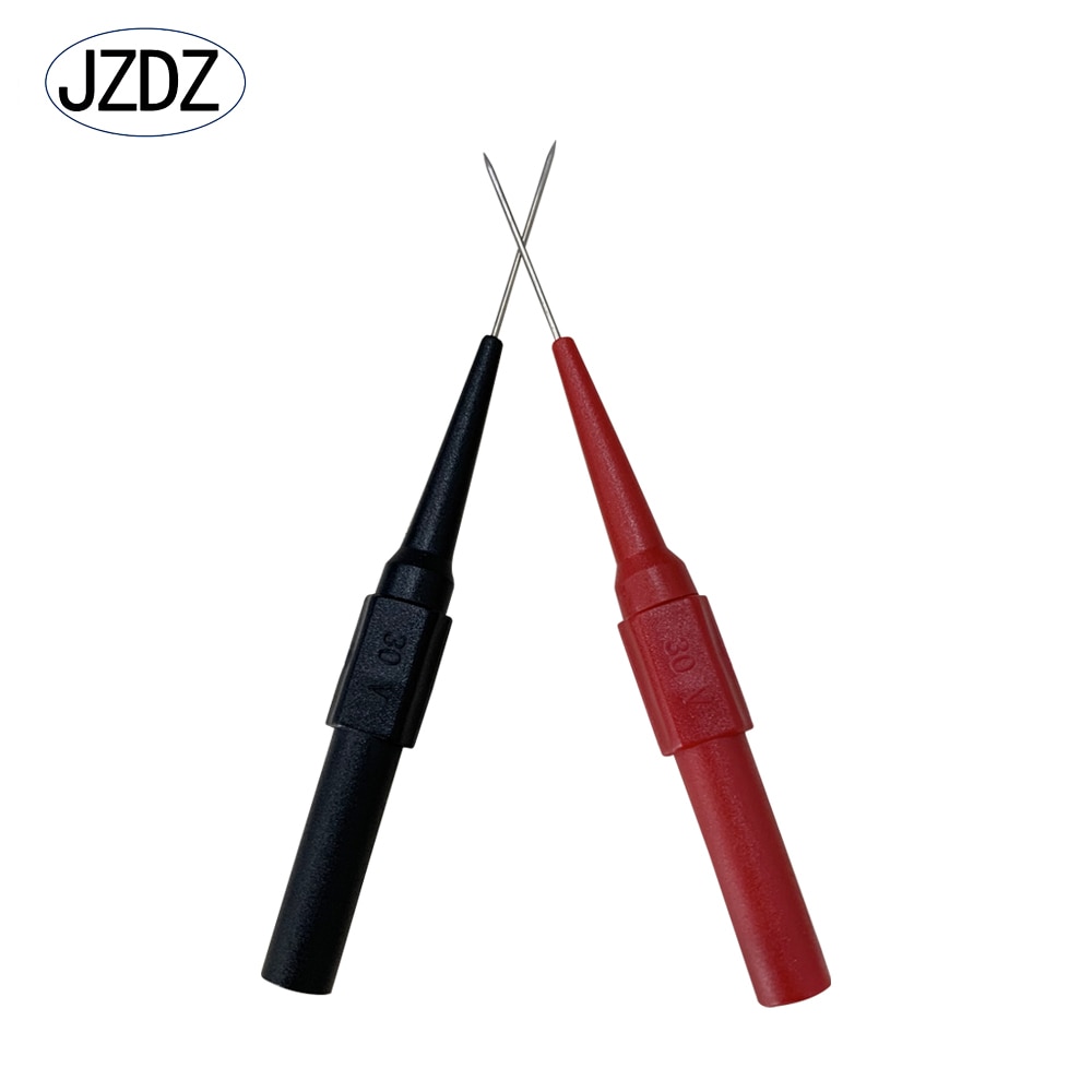 Jzdz 2Pcs 0.7Mm Test Sonde Naald Mul-Timeter Roestvrij Punctie Terug Probe 4Mm Auto Reparatie Tool j.30009