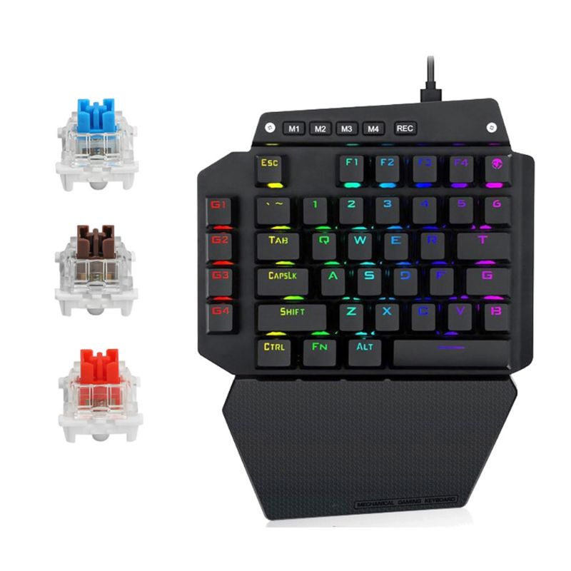 K700 One-hand Mechanical Gaming Keyboard RGB LED Backlight Outemu Switch Macro Defines 44 Keys Keyboard