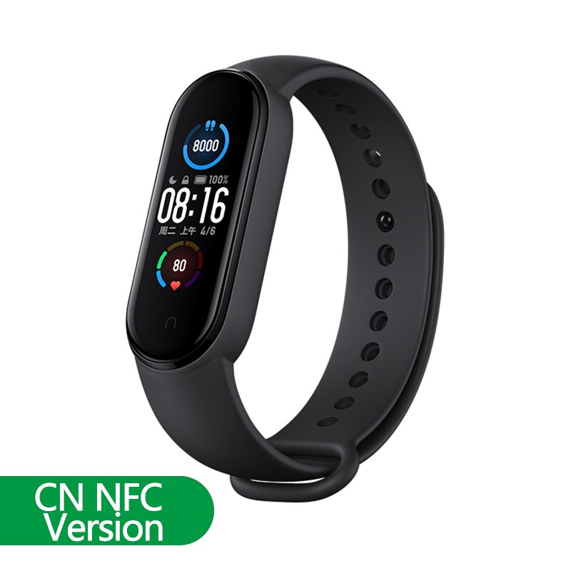 Xiaomi Mi Band 5 Clever Armbinde 5ATM Wasserdichte Clever Sport Band 1,1 zoll AMOLED Bunte Bildschirm NFC Herz Bewertung Fitness Tracker: NFC Ausführung