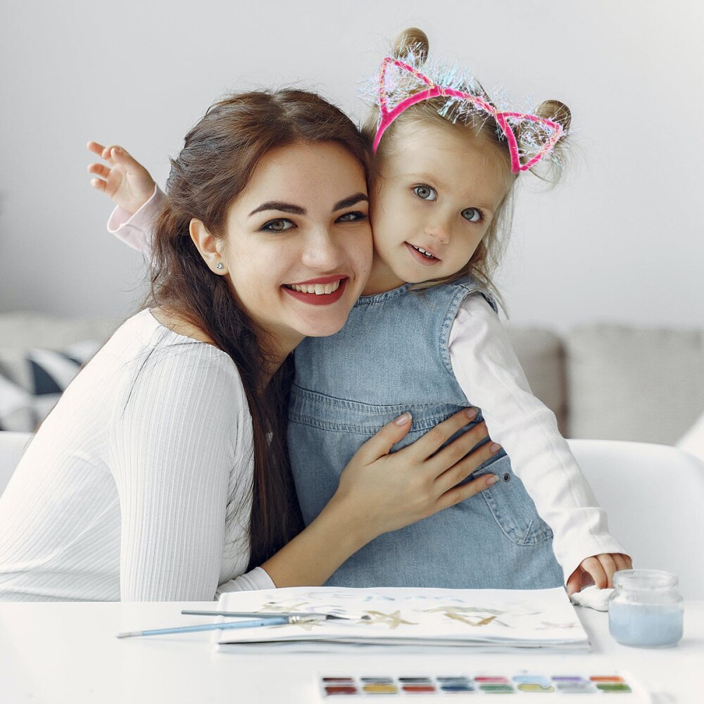 5PCS Headband Durable Attractive Golden Chic Luminous Silk Headband Cat Ear Head Band Decoration for Adults