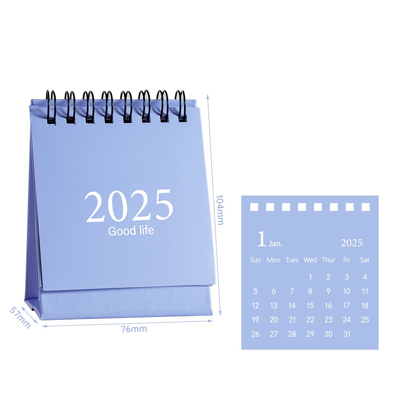 English Mini Desk Calendar Office Stationery Supplies Desktop Calendar With Stickers Daily Memo Calendar Planner: PURPLE