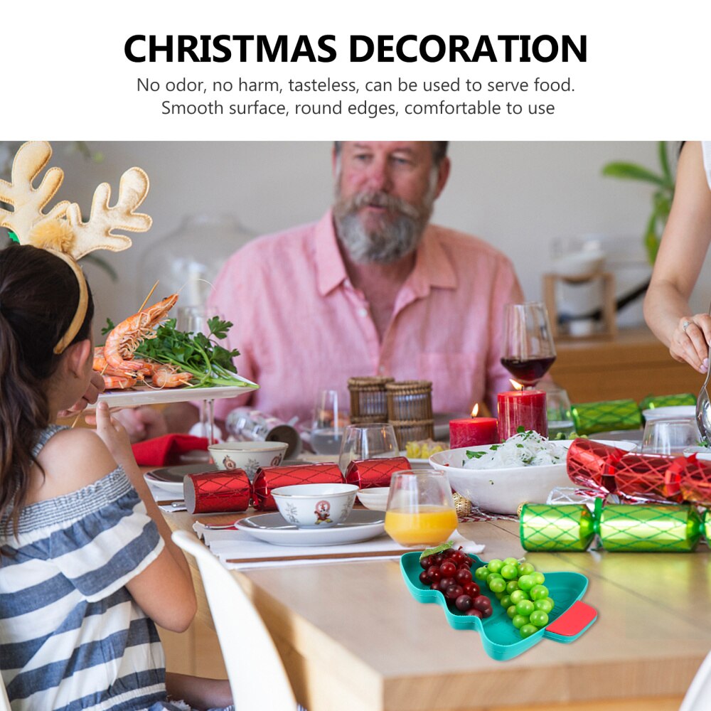 1Pc Multifunction Christmas Tree Shape Fruit Plates Candy Snack Trays