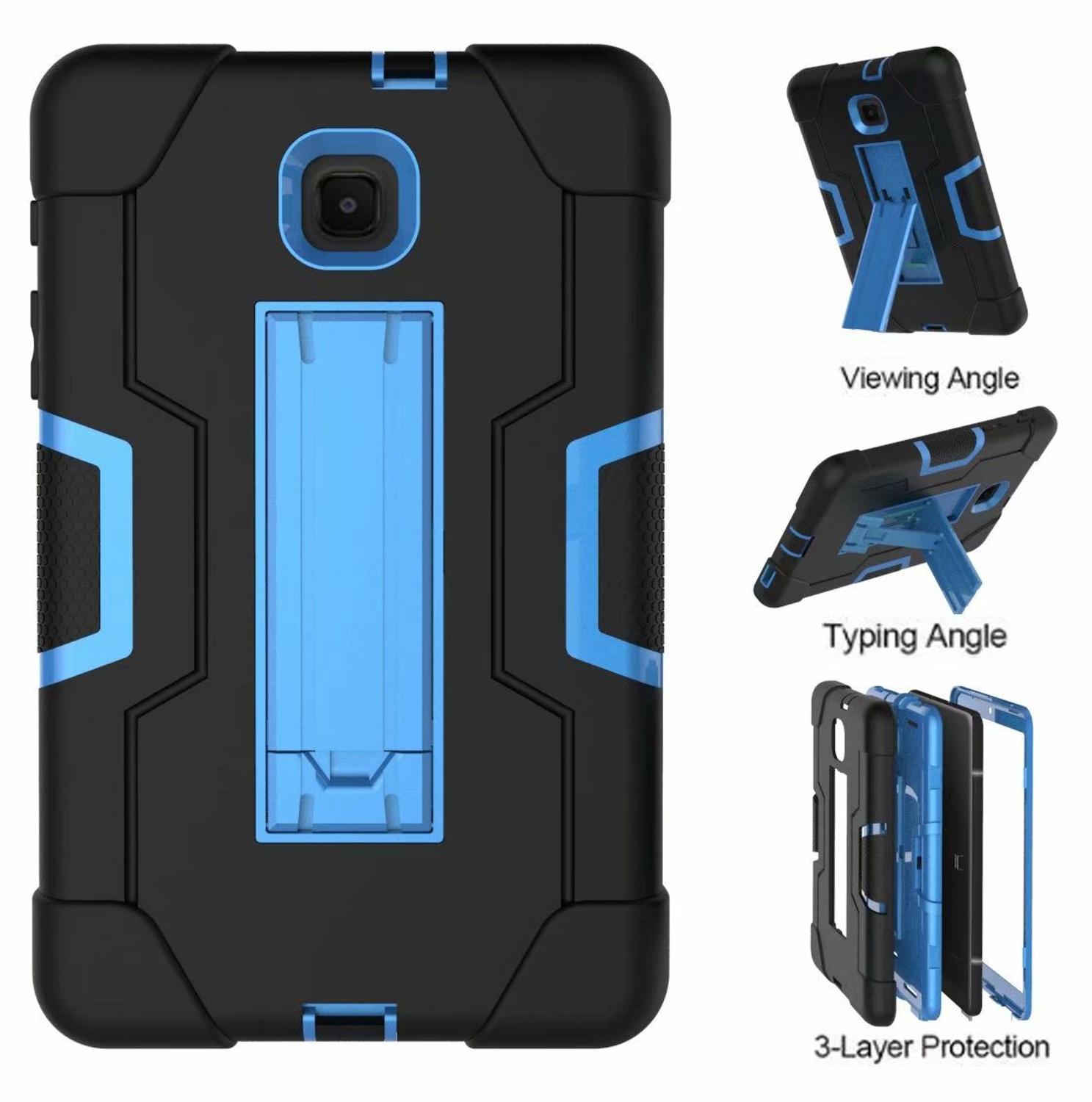 Shockproof Silicon PC Hybrid Stand Kids Safe Tablet Cover For Samsung Galaxy Tab A 8.0 T387 SM-T387W SM-T387V Case +FilmPen: BBlue