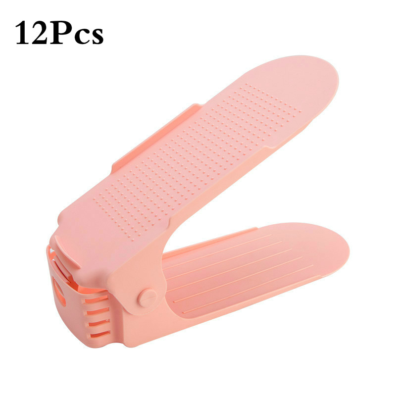 12Stck schuh Gestell Schuh schrank Partner schuh veranstalter schuh lagerung lagerung schuhe sparen sie schuhe sammlung raum frauen schuhe: hell Rosa-12Stck