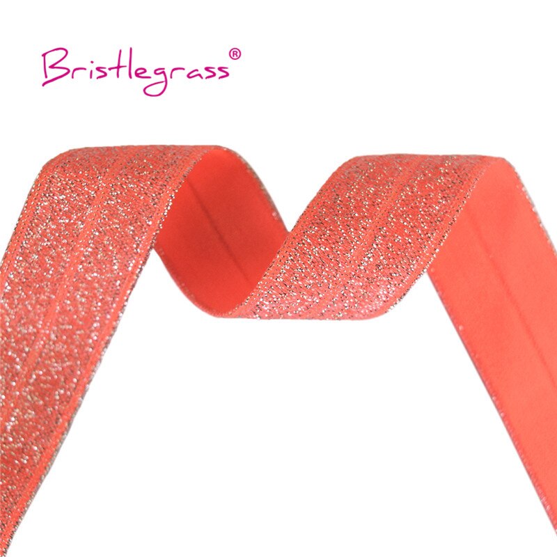 Bristlegrass 5 Yard 3/4 &quot;20Mm Zilveren Glitter Foe Vouw Over Elastiek Spandex Bands Tape Pols Haar Tie Hoofdband jurk Naaien Trim